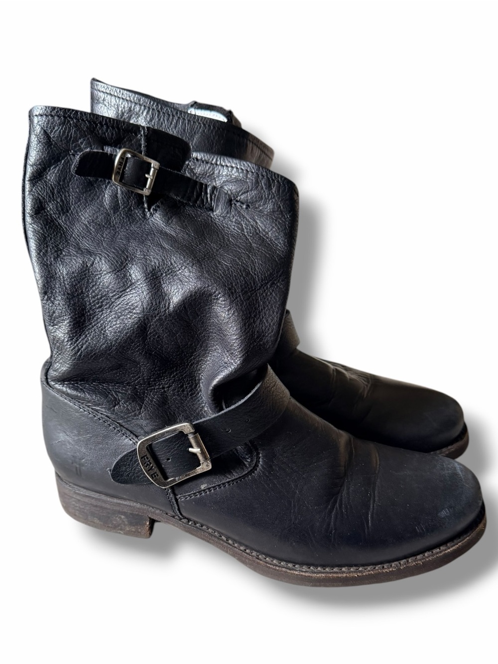 Frye Black Veronica Flex Short Leather Biker Moto Grunge Slouchy Boots Size 11